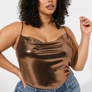 Torrid Shimmering Bronze Cowl Neck Camisole